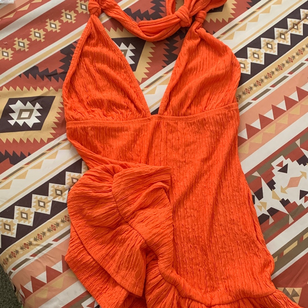 SHEIN Orange Backless Dress